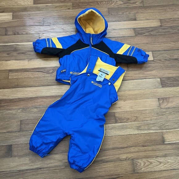 Columbia Other - Columbia 2 Piece Snow Suit Baby Boy's Infant Fleece Lined Blue Size 6 Months